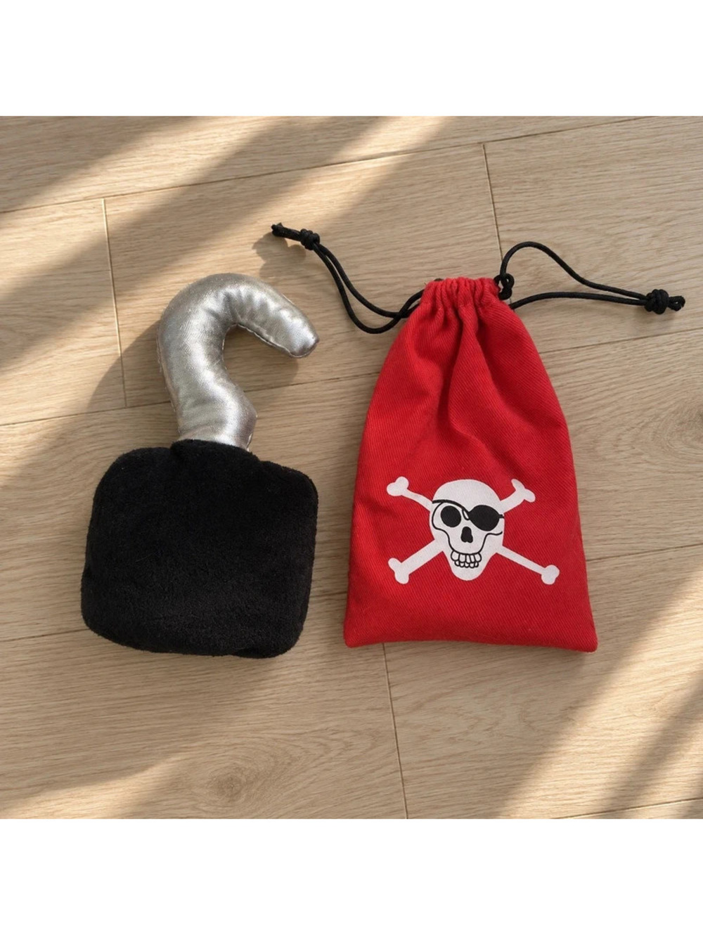 Pirate Catnip Cat Toys 2pc Plush Hook Crinkle Toy & Skull Bag Set